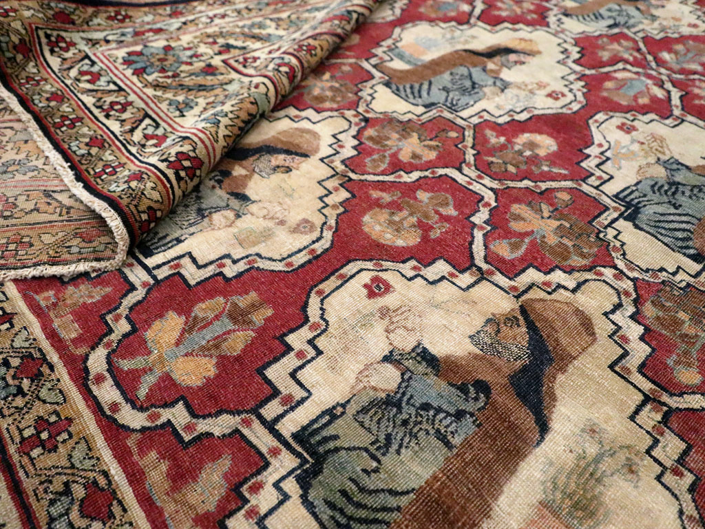 Antique Persian Pictorial Kerman Carpet, No.13204 - Gss