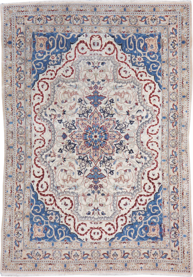 Vintage Persian Nain Rug, No.13278 - Gss