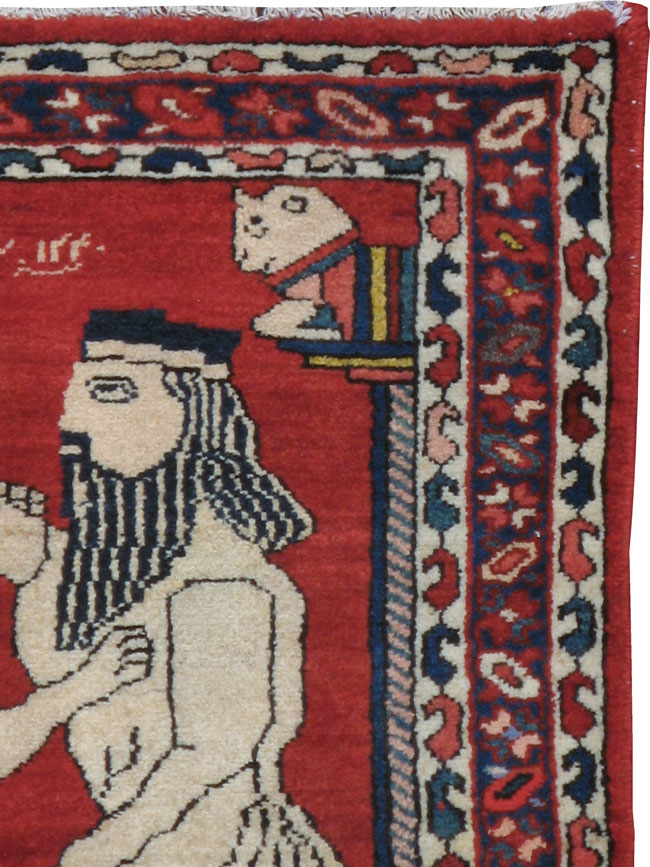 Vintage Persian Bakhtiari Pictorial Rug, No.13279 - Gss