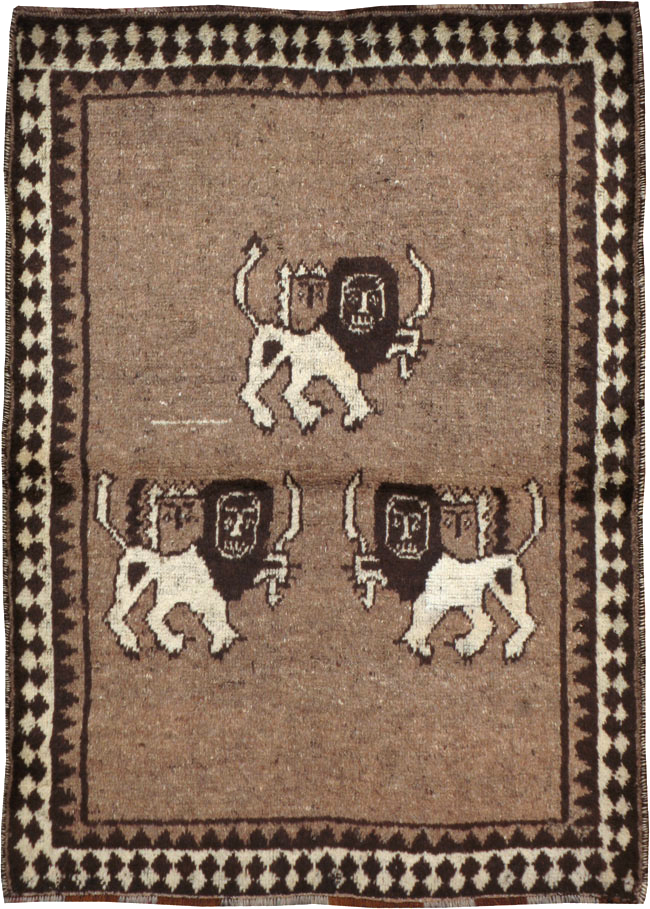 Vintage Persian Gabbeh Pictorial Rug (Pair: 1 of 2), No.13303 - Gss