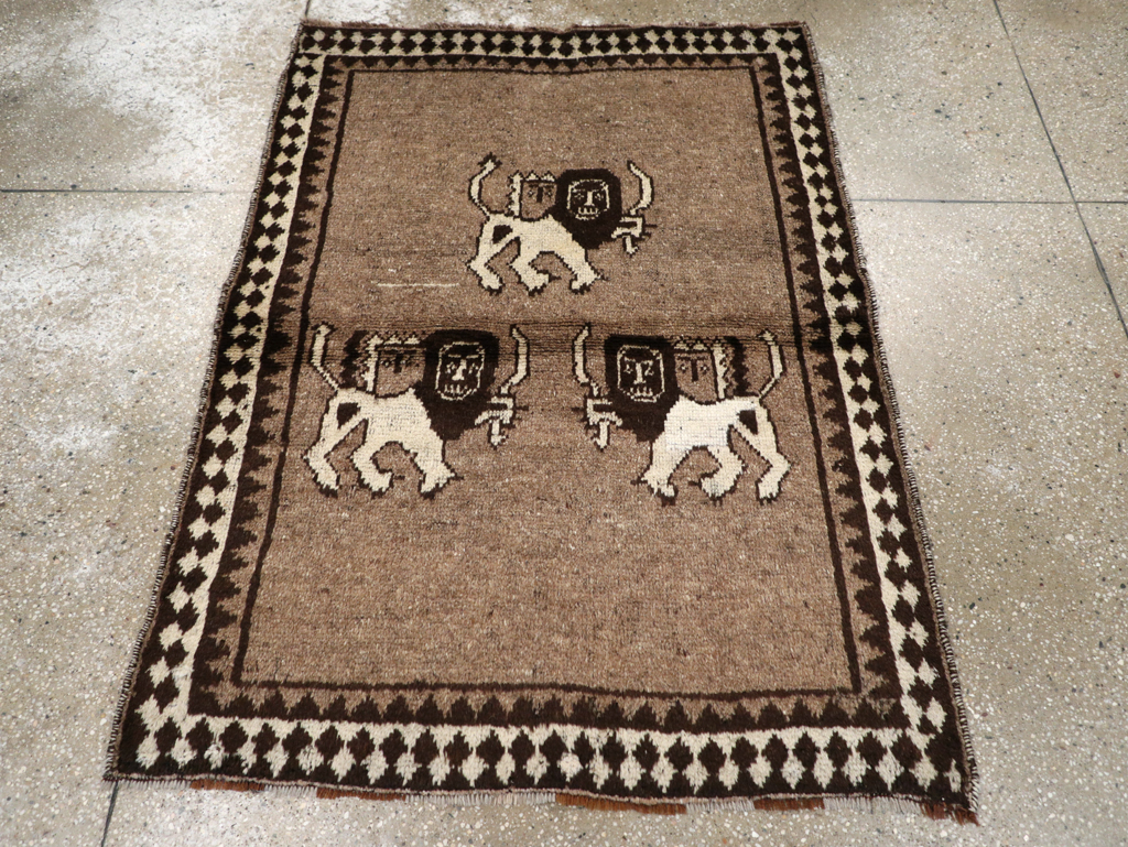 Vintage Persian Gabbeh Pictorial Rug (Pair: 1 of 2), No.13303 - Gss