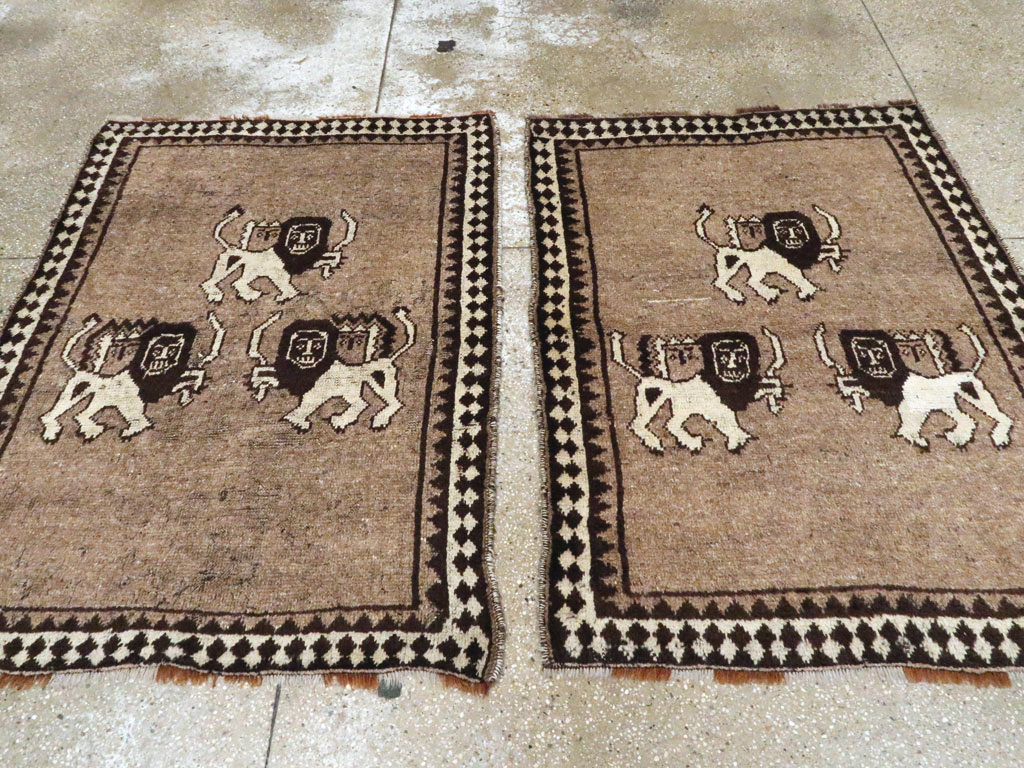Vintage Persian Gabbeh Pictorial Rug (Pair: 2 of 2), No.13304 - Gss