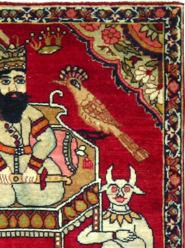 Antique Persian Lavar Kerman Pictorial Rug, No.13310 - Gss