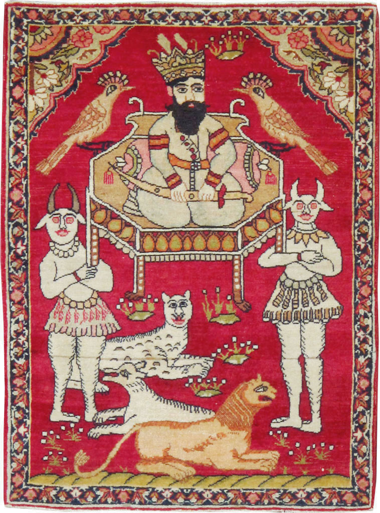 Antique Persian Lavar Kerman Pictorial Rug (Pair: 2 of 2), No.13311 - Gss