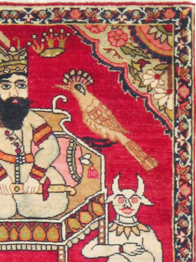 Antique Persian Lavar Kerman Pictorial Rug (Pair: 2 of 2), No.13311 - Gss