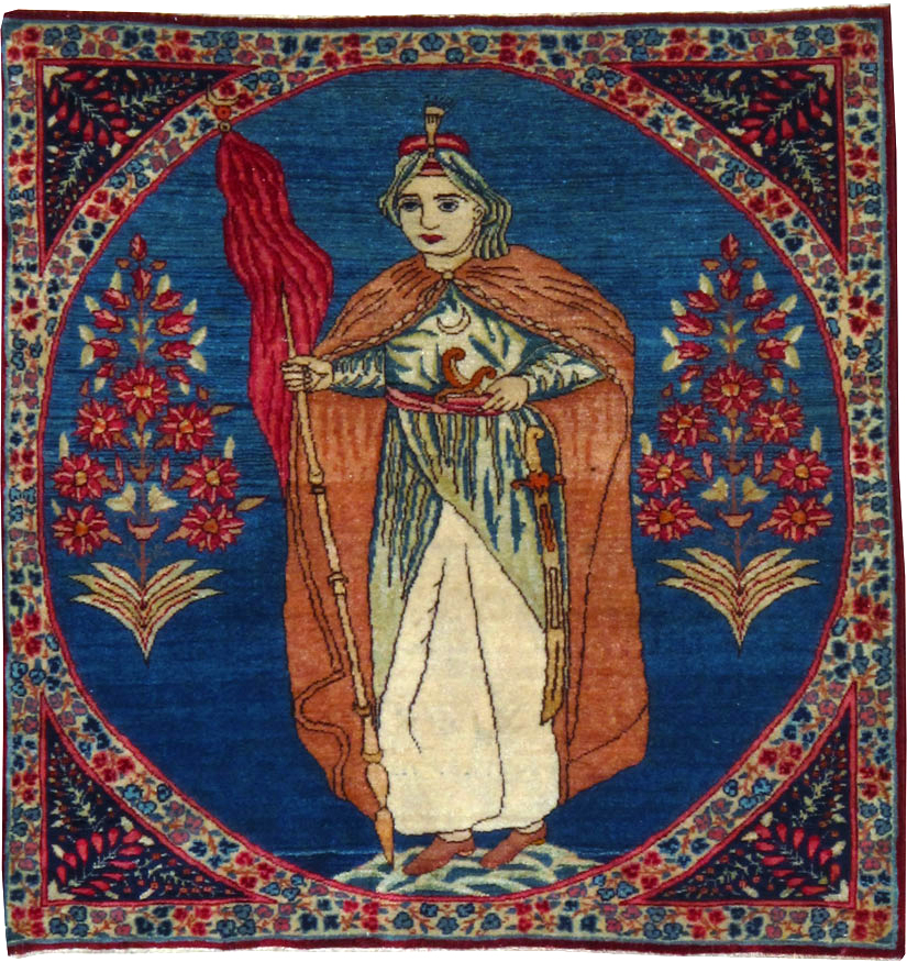 Antique Persian Lavar Kerman Pictorial Rug, No.13312 - Gss