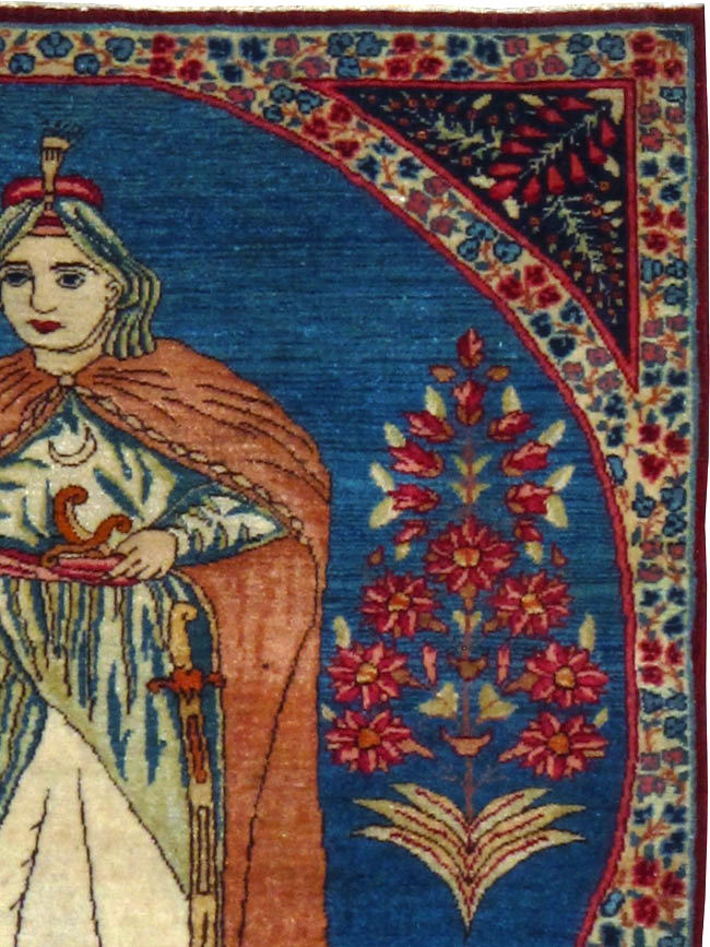 Antique Persian Lavar Kerman Pictorial Rug, No.13312 - Gss