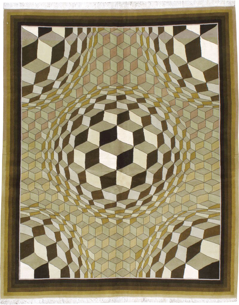 Vintage Persian Tabriz Modernist Rug, No.13324 - Gss