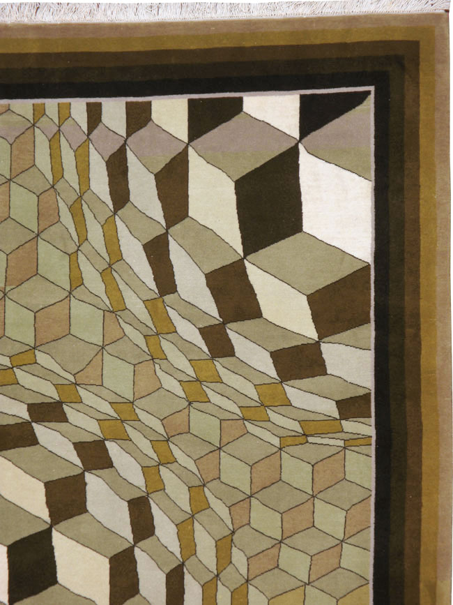 Vintage Persian Tabriz Modernist Rug, No.13324 - Gss