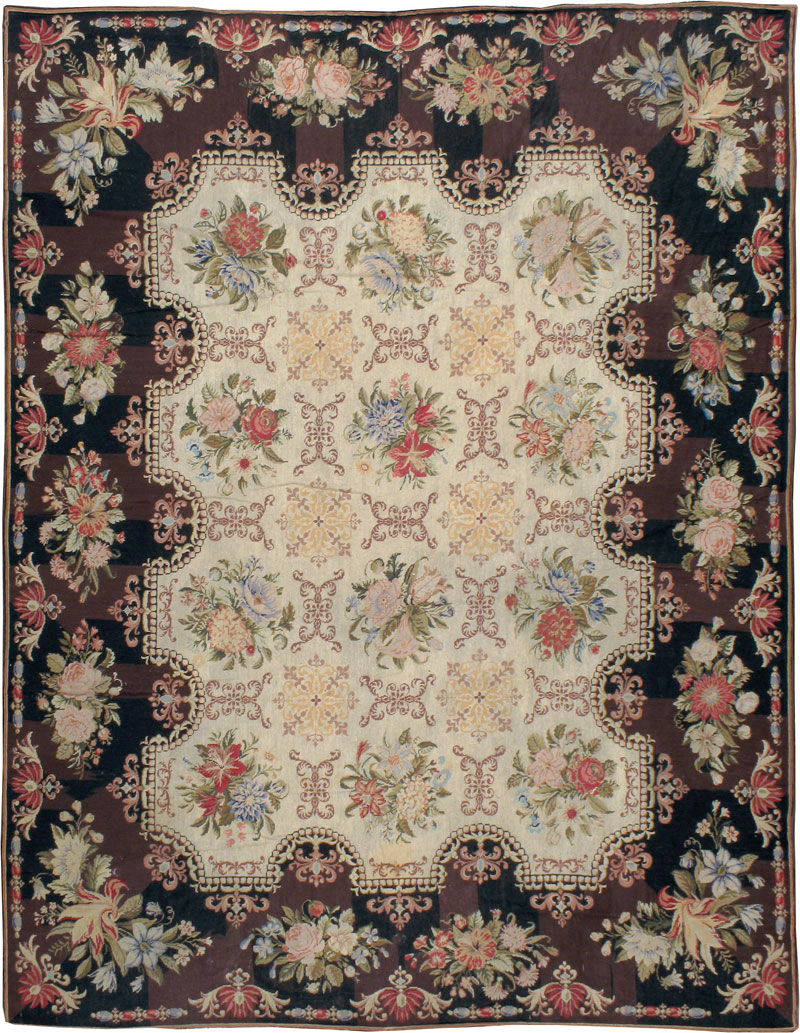 Antique English Needlepoint Rug, No.13325 - Gss