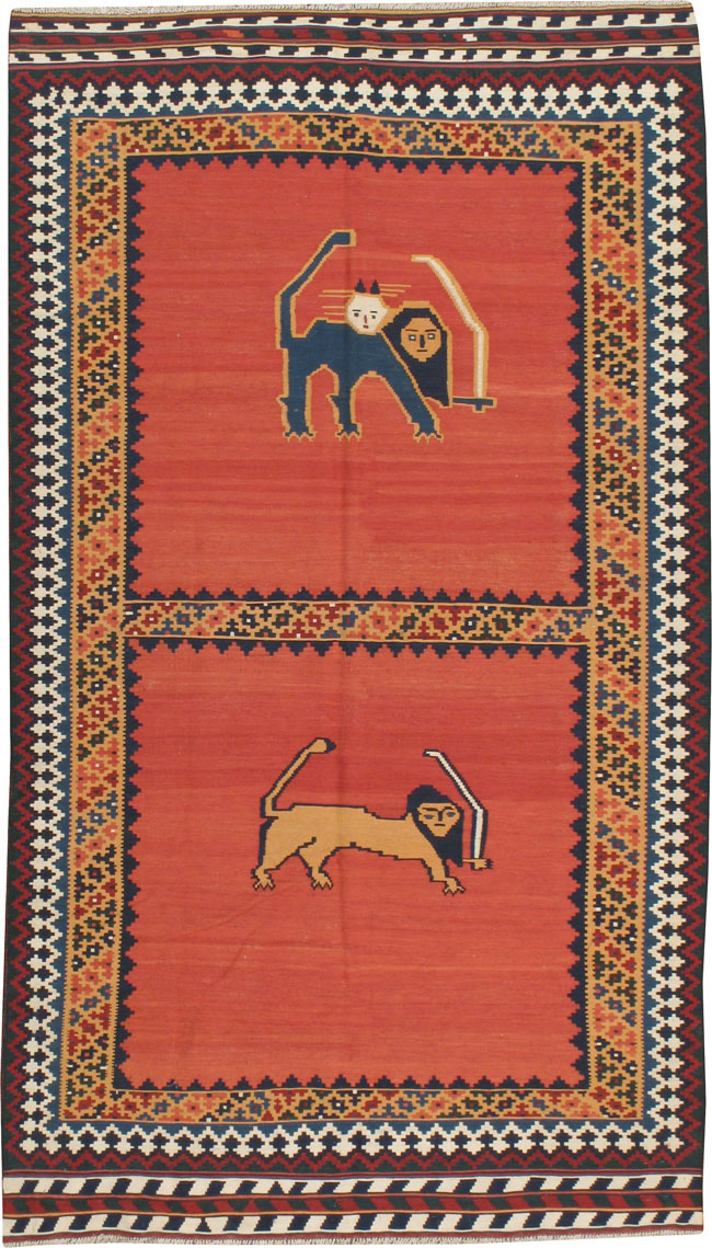 Vintage Persian Pictorial Kilim, No.13396 - Gss