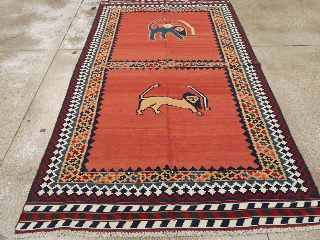 Vintage Persian Pictorial Kilim, No.13396 - Gss