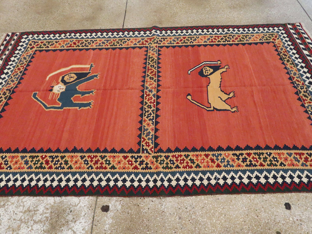 Vintage Persian Pictorial Kilim, No.13396 - Gss