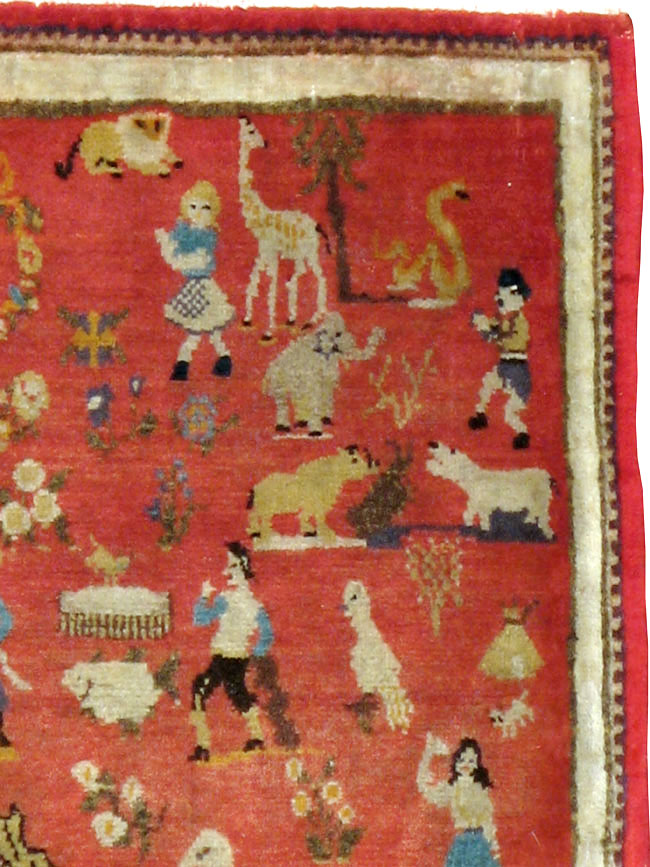 Vintage Persian Tabriz Pictorial Rug, No.13413 - Gss