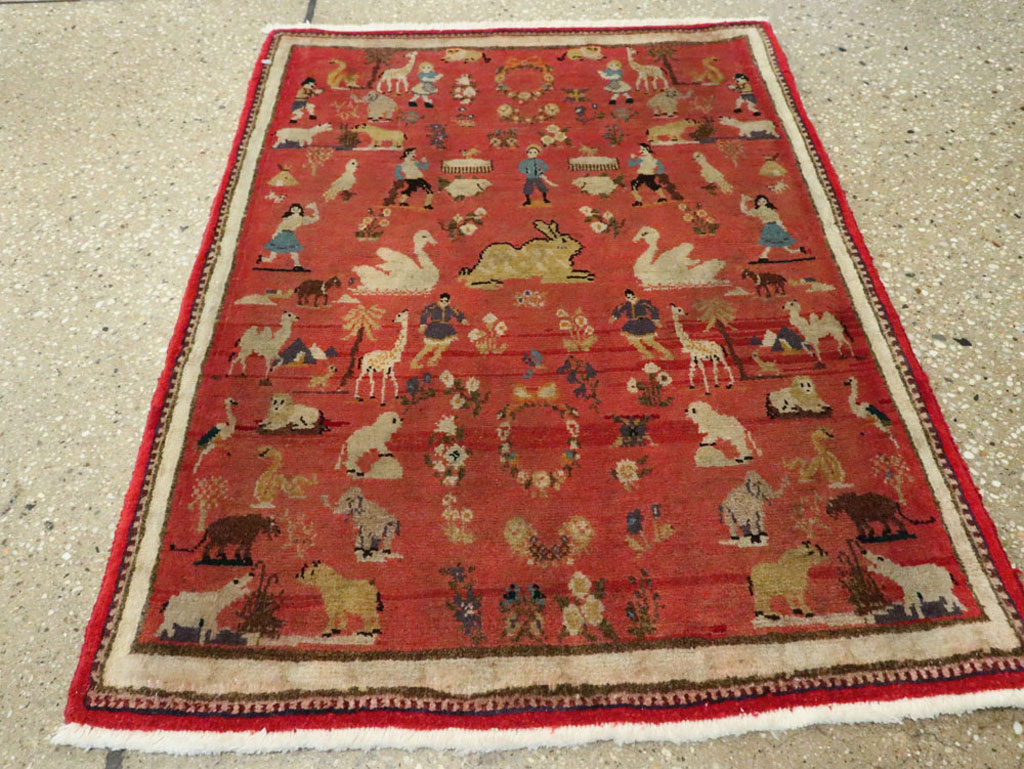 Vintage Persian Tabriz Pictorial Rug, No.13413 - Gss
