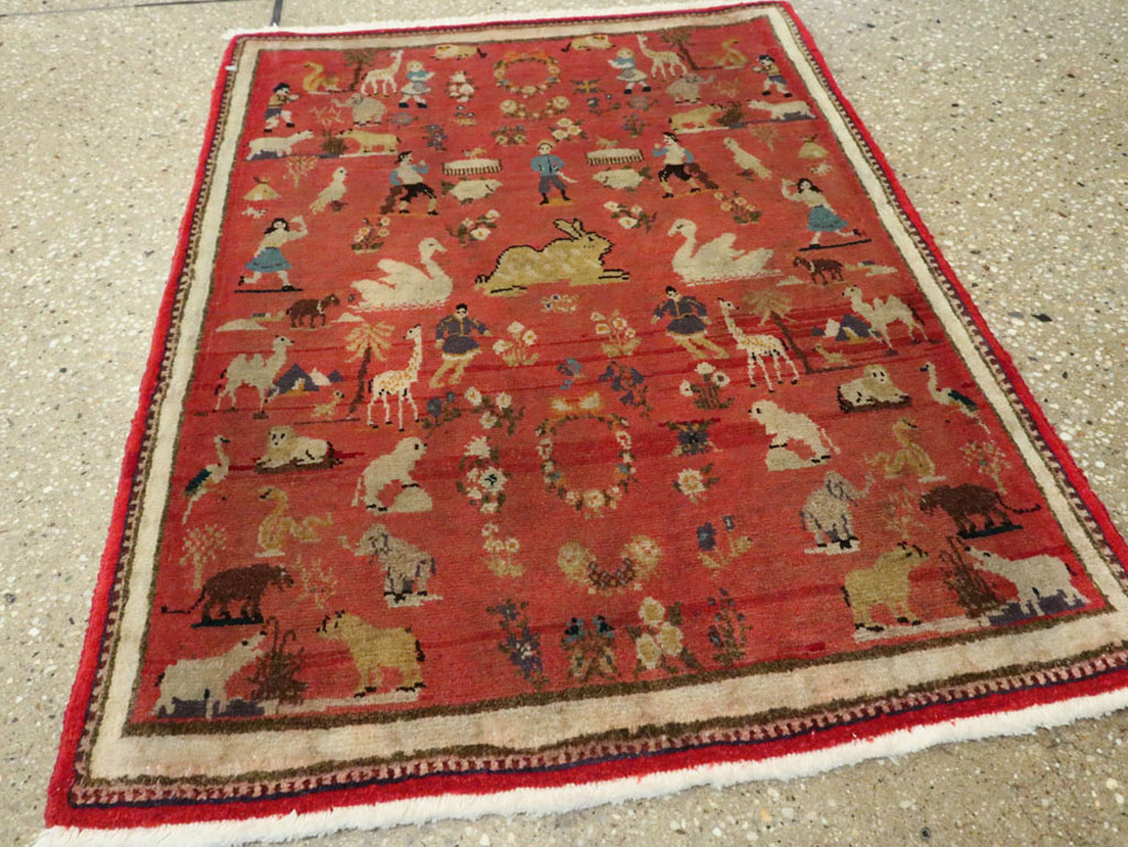 Vintage Persian Tabriz Pictorial Rug, No.13413 - Gss