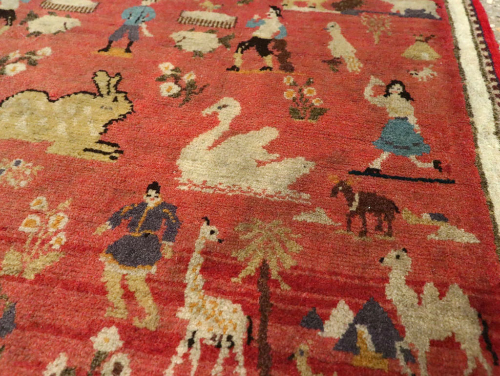 Vintage Persian Tabriz Pictorial Rug, No.13413 - Gss