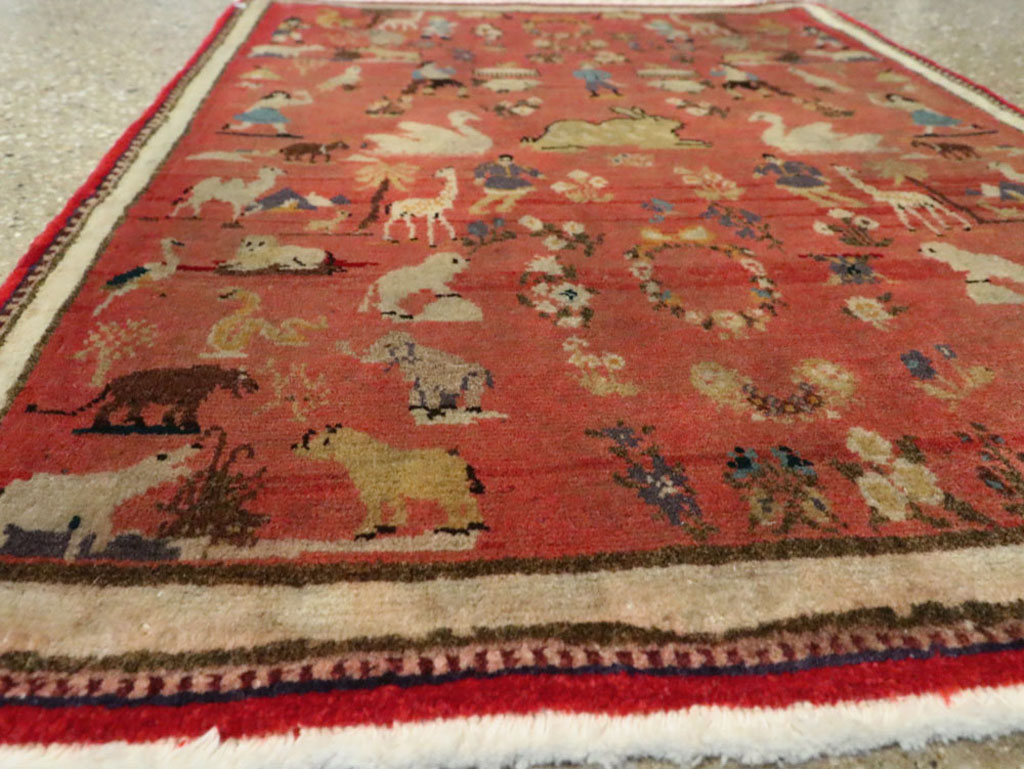 Vintage Persian Tabriz Pictorial Rug, No.13413 - Gss