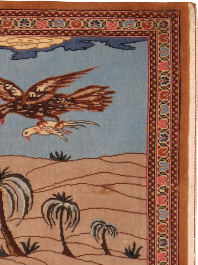 Vintage Persian Tabriz Pictorial Rug, No.13414 - Gss