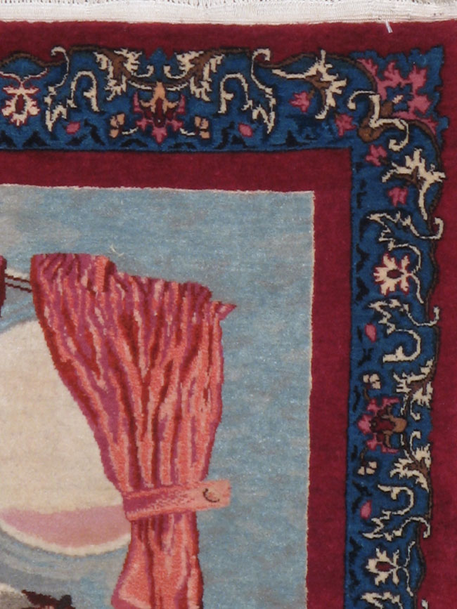 Vintage Persian Mashad Pictorial Rug, No.13425 - Gss