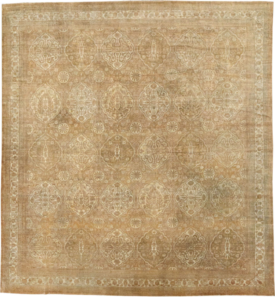 Antique Indian Agra Square Room Size Carpet, No.13455 - Gss