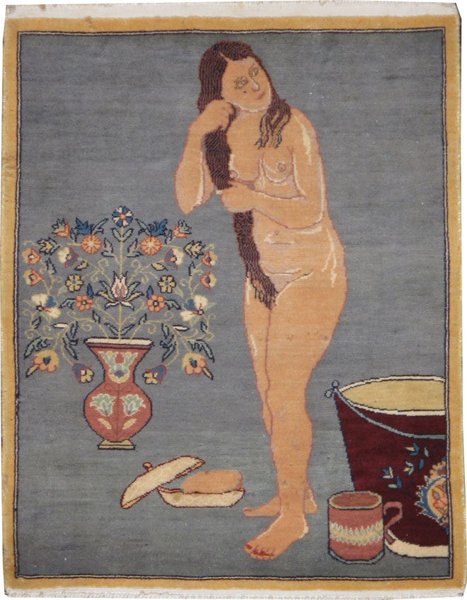 Vintage Persian Tabriz Pictorial Rug, No.13499 - Gss