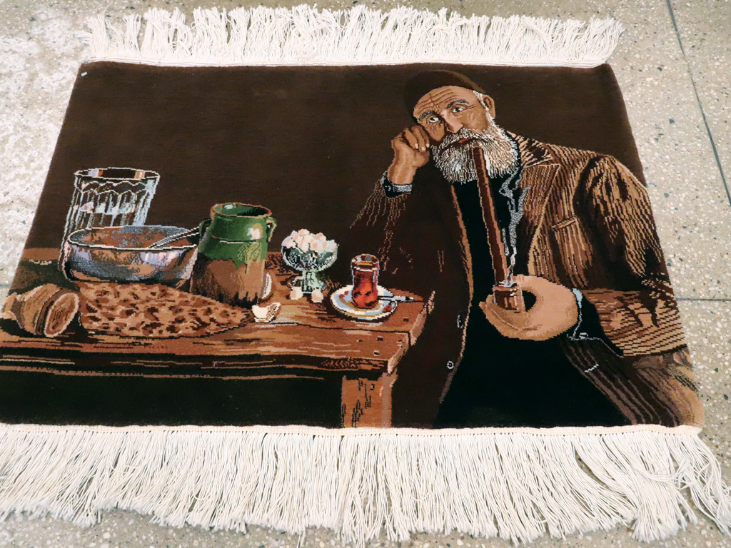 Vintage Persian Tabriz Pictorial Rug, No.13515 - Gss