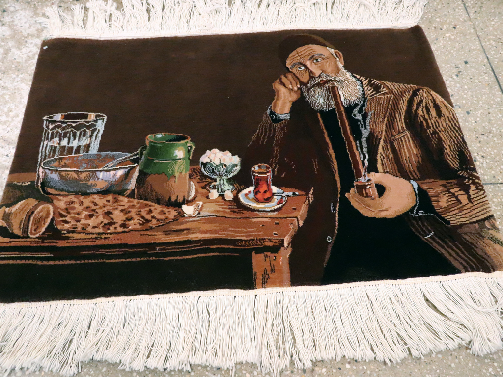 Vintage Persian Tabriz Pictorial Rug, No.13515 - Gss