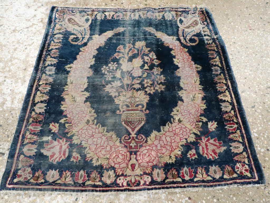 Antique Persian Kashan Silk Rug, No.13518 - Gss