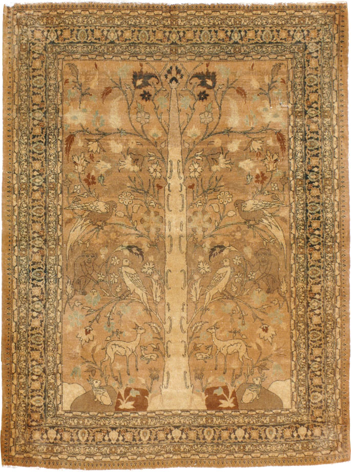 Antique Persian Tabriz Pictorial Carpet, No.13541 - Gss