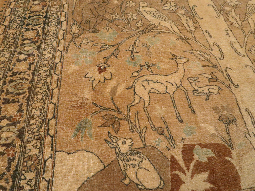 Antique Persian Tabriz Pictorial Carpet, No.13541 - Gss