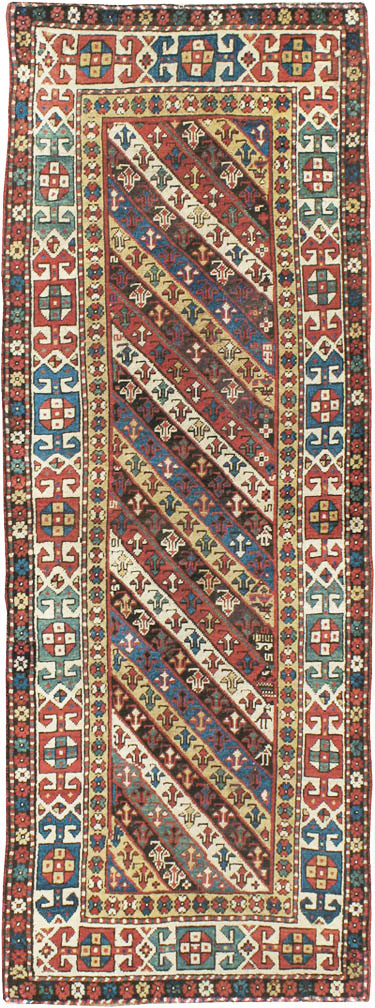 Antique Caucasian Kazak Long Rug, No.13719 - Gss