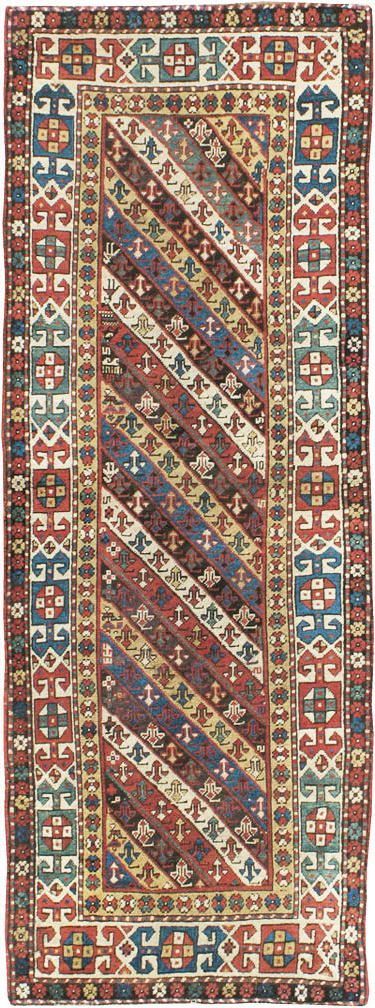 Antique Caucasian Kazak Long Rug, No.13719 - Gss
