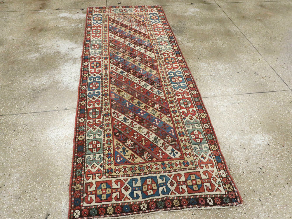 Antique Caucasian Kazak Long Rug, No.13719 - Gss
