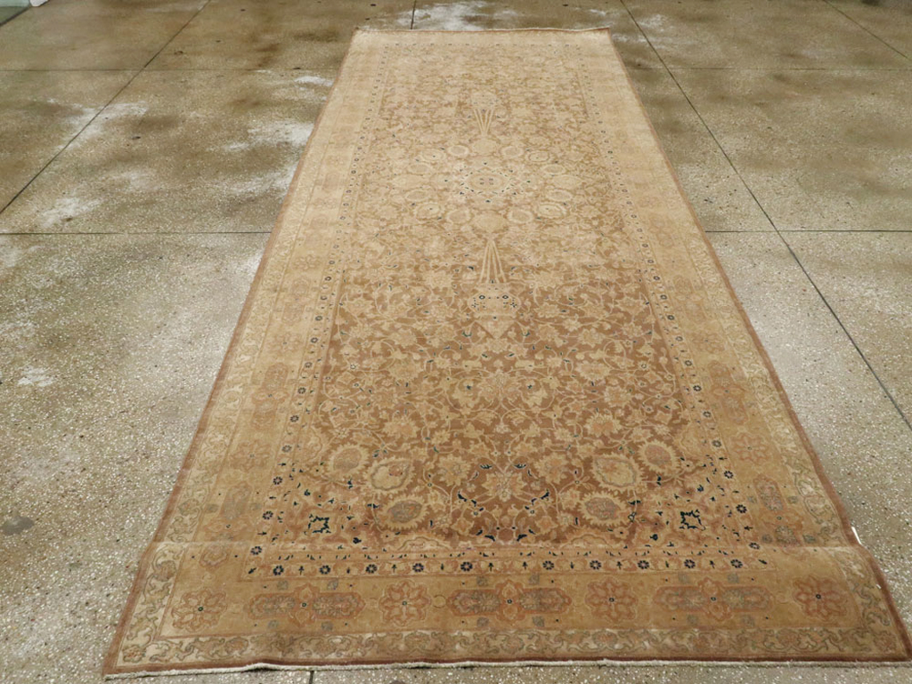 Antique Persian Tabriz Wide Gallery Runner, No.13846 - Gss
