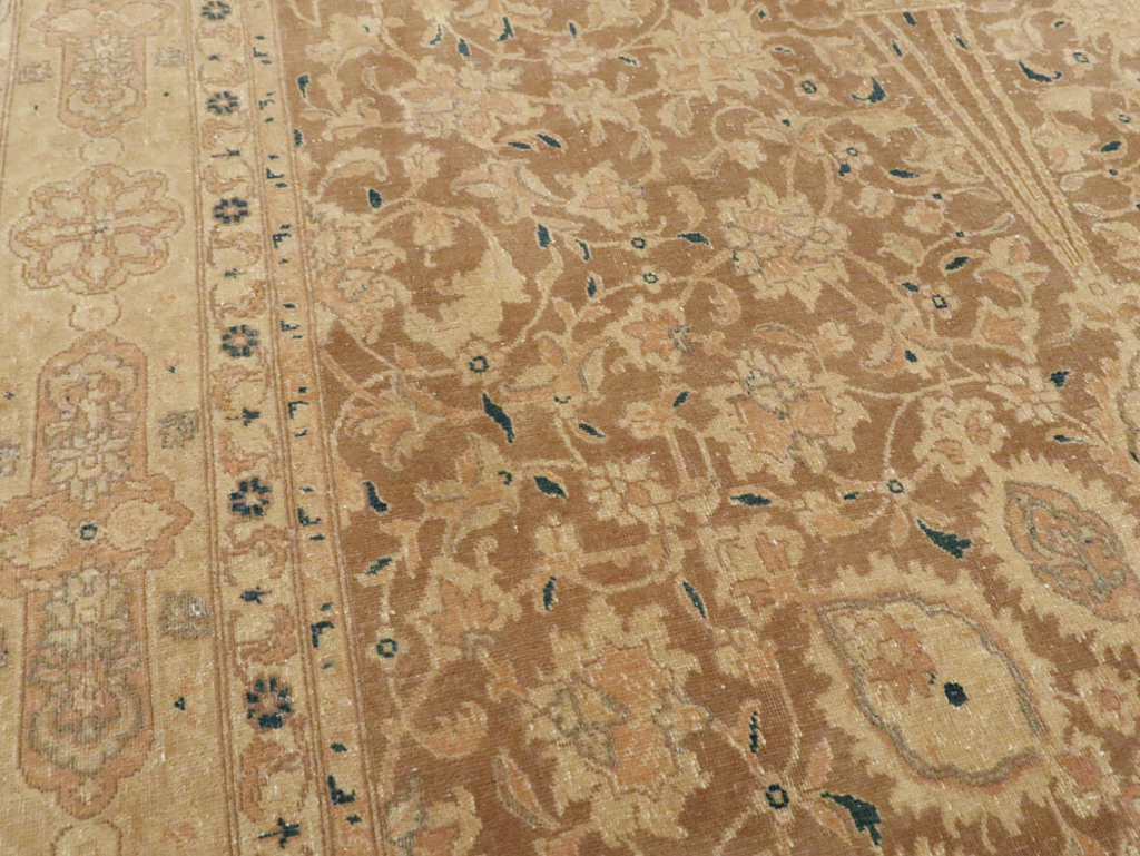 Antique Persian Tabriz Wide Gallery Runner, No.13846 - Gss