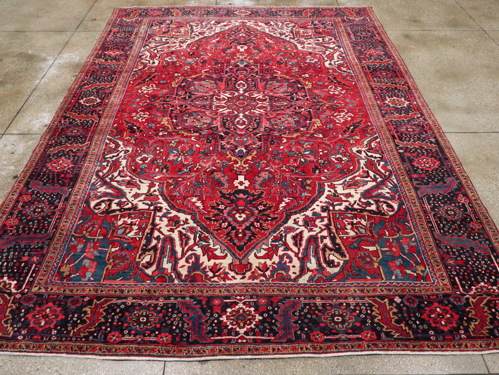 Vintage Persian Heriz Room Size Carpet, No.13870 - Gss