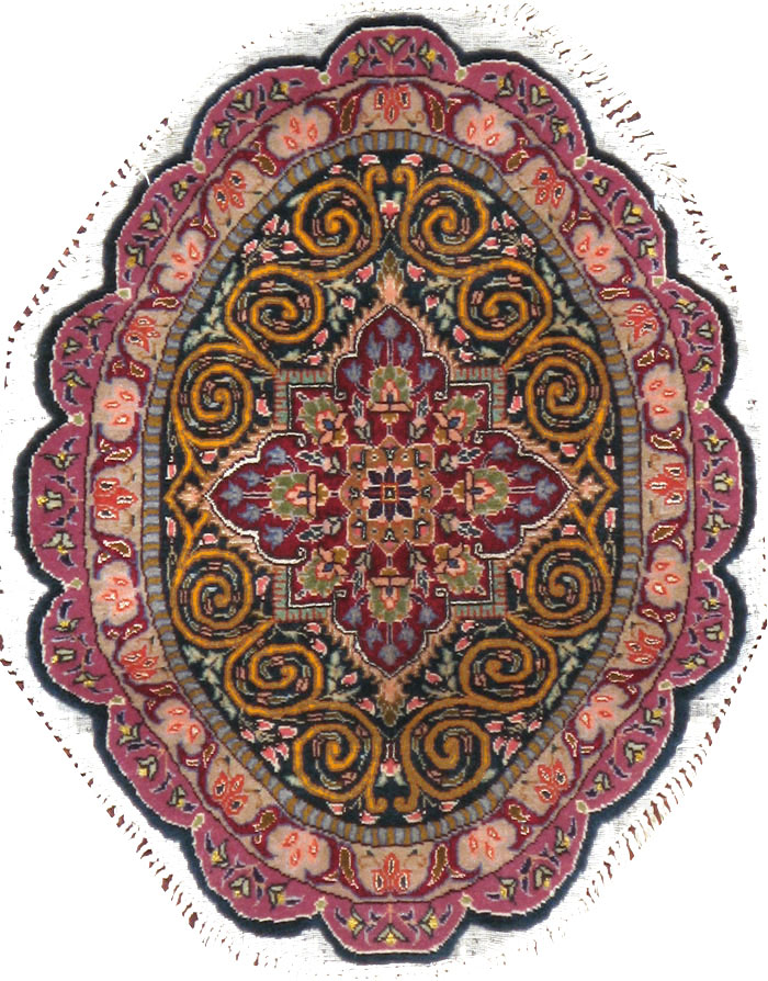 Vintage Persian Tabriz Oval Carpet (Pair: 1 of 2), No.14005 - Gss