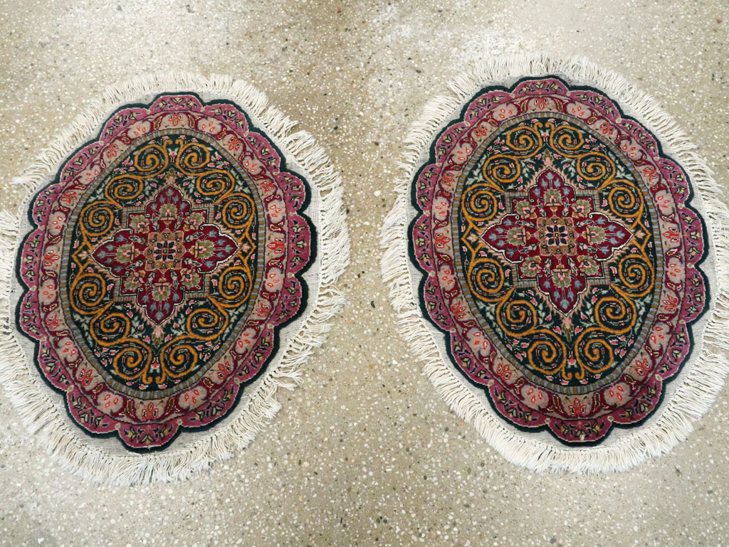 Vintage Persian Tabriz Oval Carpet (Pair: 1 of 2), No.14005 - Gss