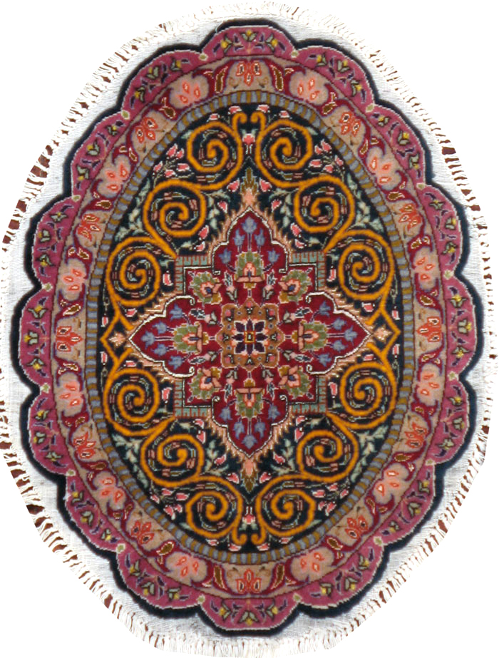 Vintage Persian Tabriz Oval Carpet (Pair: 2 of 2), No.14006 - Gss