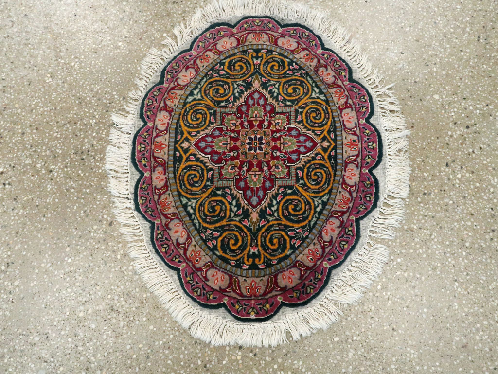 Vintage Persian Tabriz Oval Carpet (Pair: 2 of 2), No.14006 - Gss