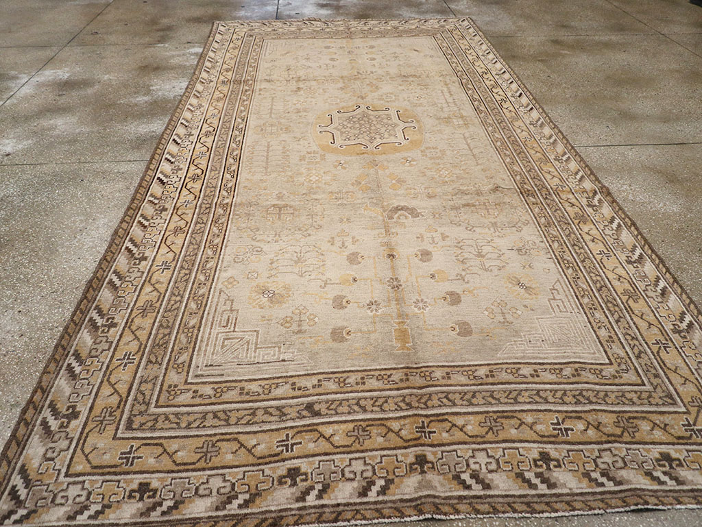 Antique East Turkestan Khotan Carpet, No.14075 - Gss