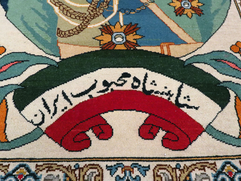 Vintage Persian Kashan Pictorial Rug, No.14170 - Gss