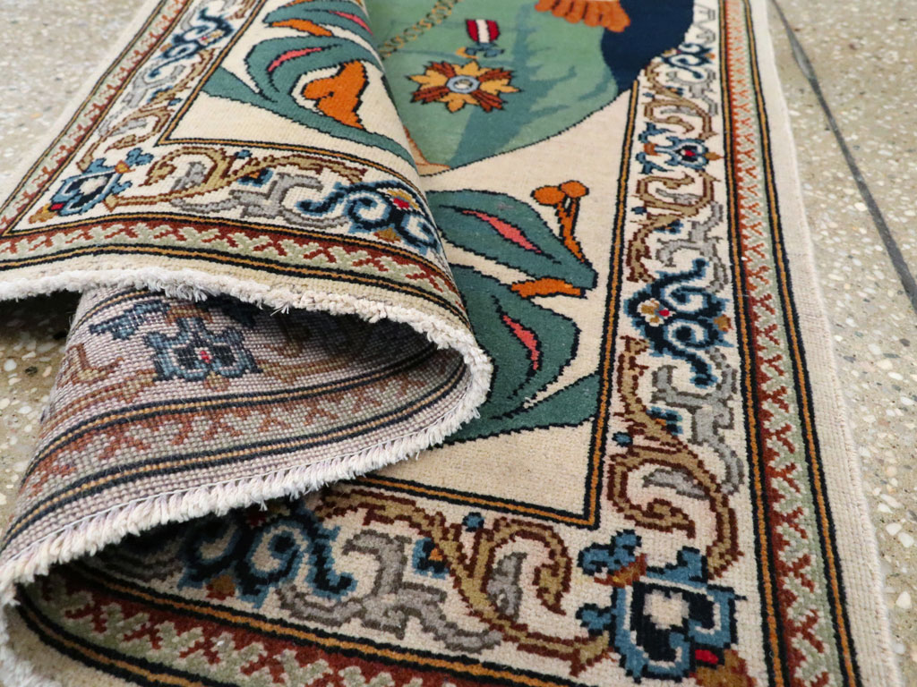 Vintage Persian Kashan Pictorial Rug, No.14170 - Gss