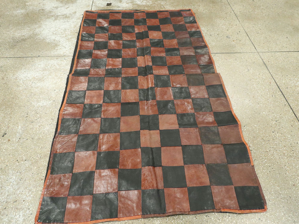 Vintage Italian Leather Art Deco Rug, No.14184 - Gss