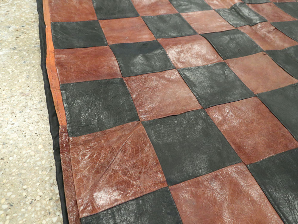Vintage Italian Leather Art Deco Rug, No.14184 - Gss