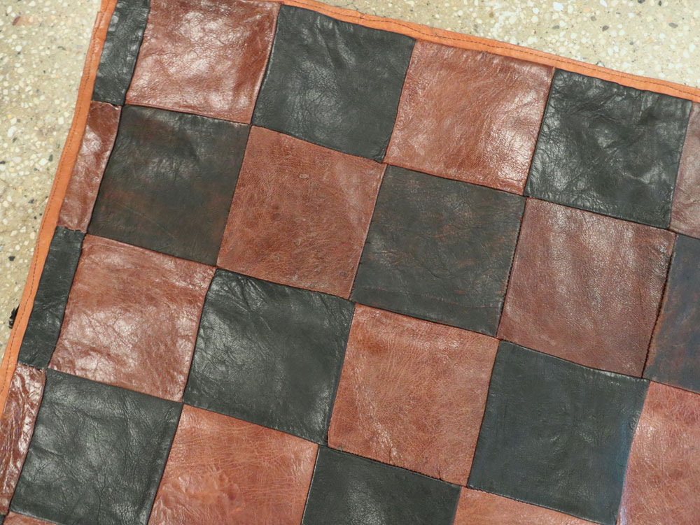 Vintage Italian Leather Art Deco Rug, No.14184 - Gss