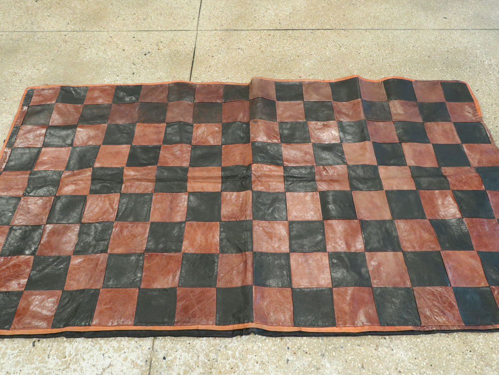 Vintage Italian Leather Art Deco Rug, No.14184 - Gss