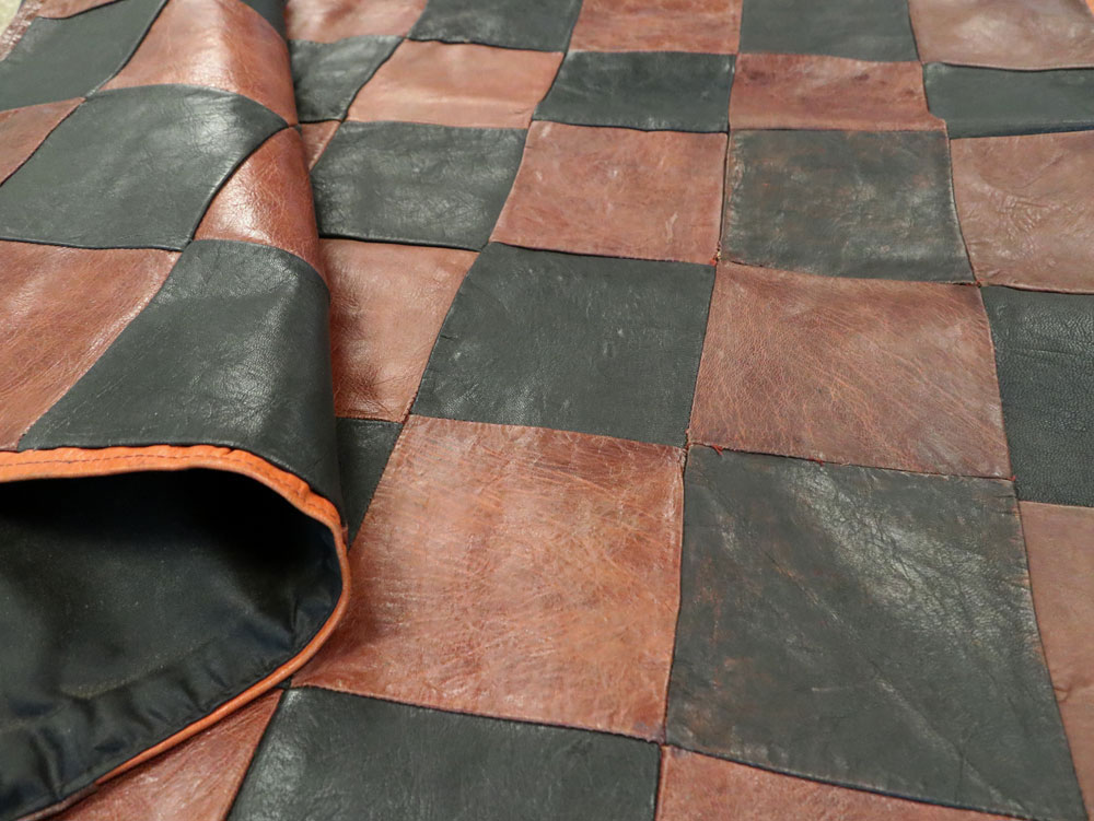 Vintage Italian Leather Art Deco Rug, No.14184 - Gss