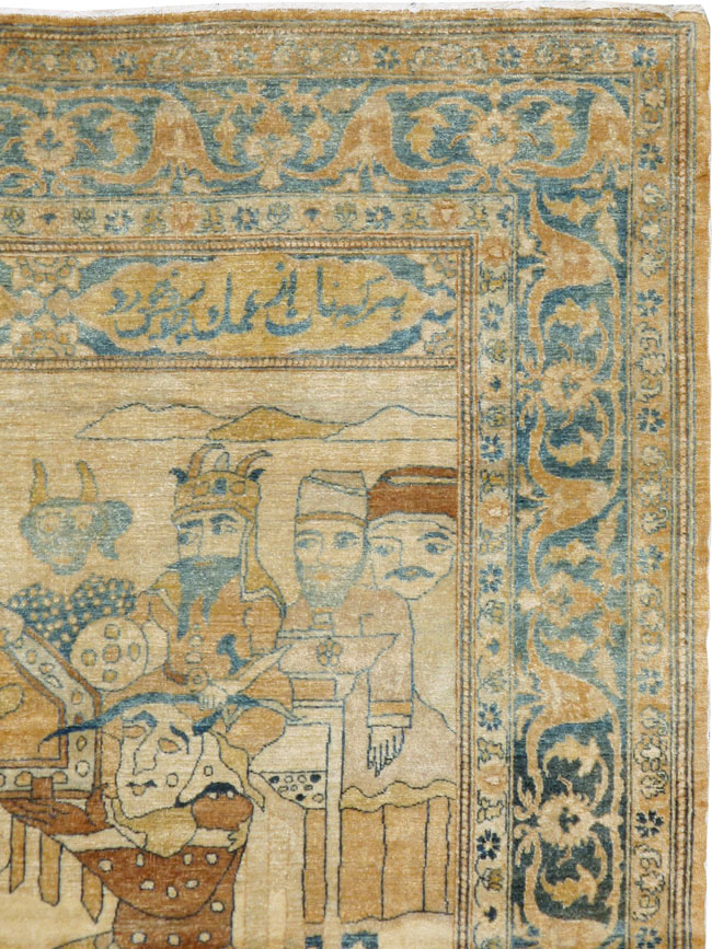 Antique Persian Tabriz Pictorial Rug, No.14202 - Gss